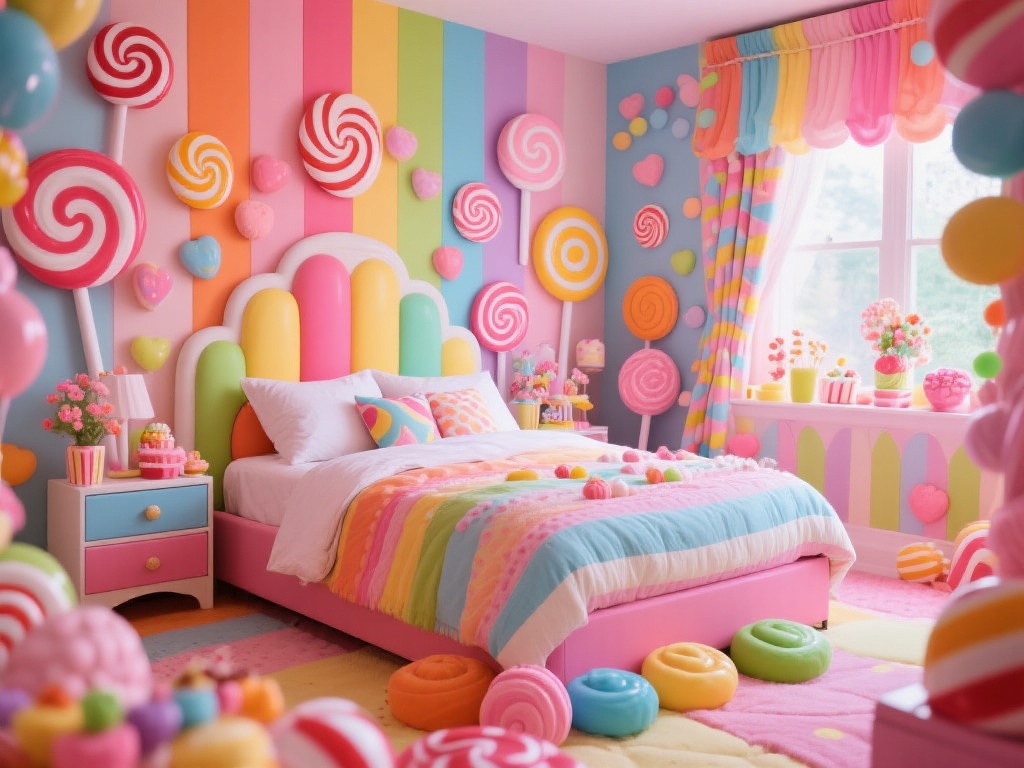 打造甜美梦境：糖果派对主题卧房设计，让童趣与色彩交织