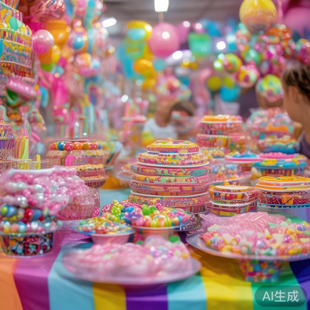 糖果派对充满了无限可能，从布置现场的缤纷色彩到每一