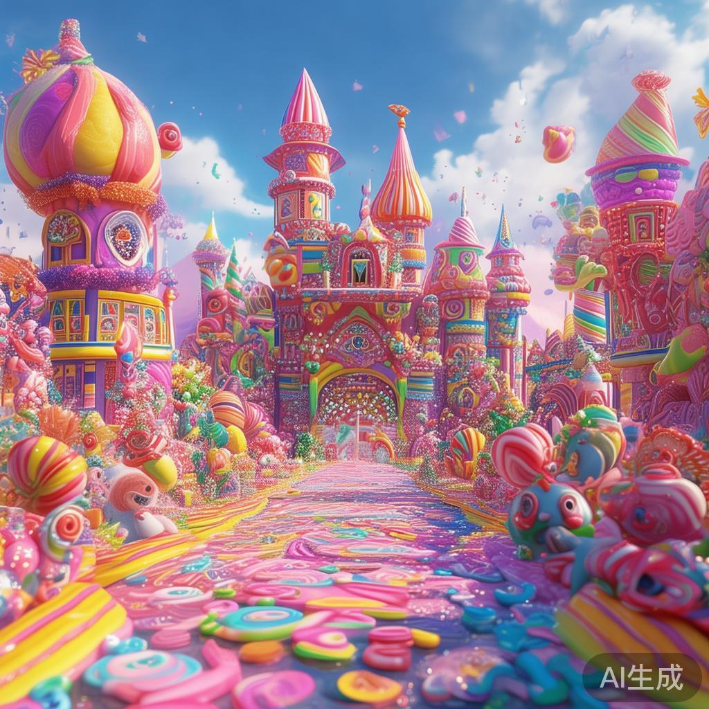 在这个多彩缤纷的动画世界中，一个充满奇趣和冒险的糖