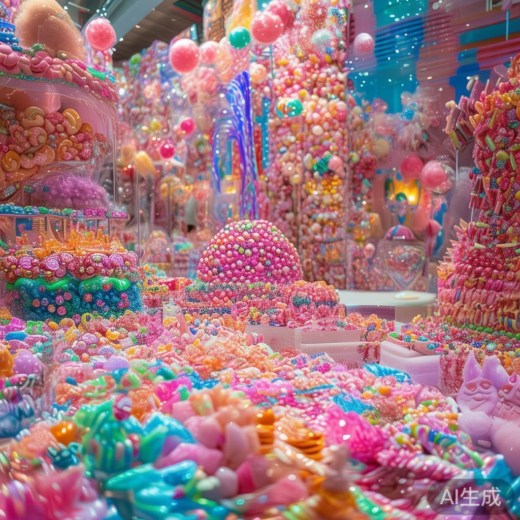 进入欢乐城堡，首先映入眼帘的是琳琅满目的糖果展览。